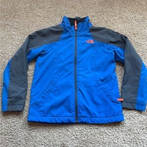 The North Face Boys Fleece Lined Jacket Medium 10/12 Blue  Gray W/ Orange Accent